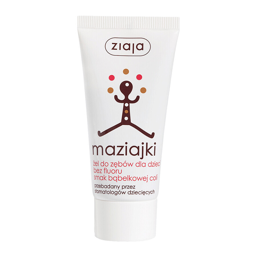 Ziaja Maziajki, gel dentaire pour enfants, sans fluorure, saveur bubble cola, 50 ml