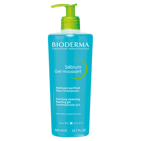 Bioderma Sebium Reinigungsschaum, antibakterielles Gesichtsreinigungsgel, 500ml