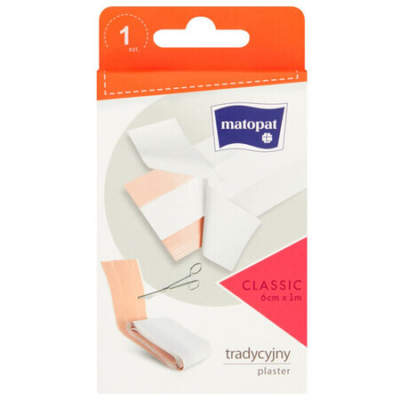 Matopat Classic, gesso per medicazione tagliato, tessuto, 6 cm x 1 m, 1 pezzo