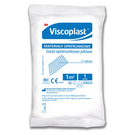 Viscoplast, pansement de gaze, stérile, 17 fils, 1 m2, 1 pièce