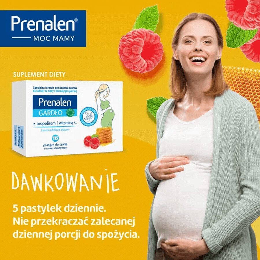 Prenalen Gardło, à la propolis et à la vitamine C, 16 pastilles