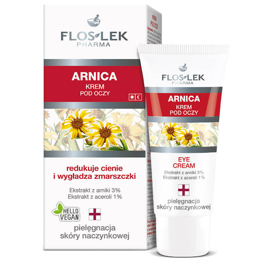 Flos-Lek Arnika Augenpflege - 30ml, Hochwertige Pflege für die Augenpartie mit Arnika-Extrakt, reduziert Schwellungen  amp; müde Augen. Schenken Sie Ihren Augen eine sanfte Pflege.