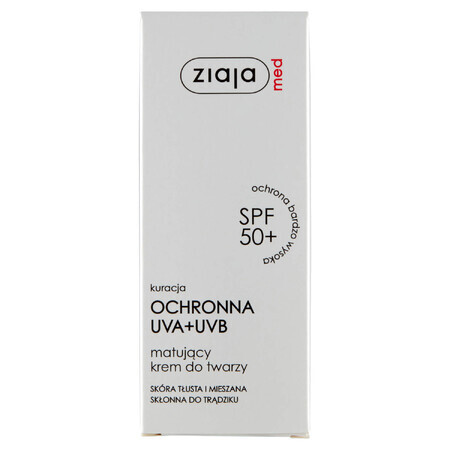 Ziaja Med Protective Treatment, crème visage matifiante, SPF 50+, 50 ml