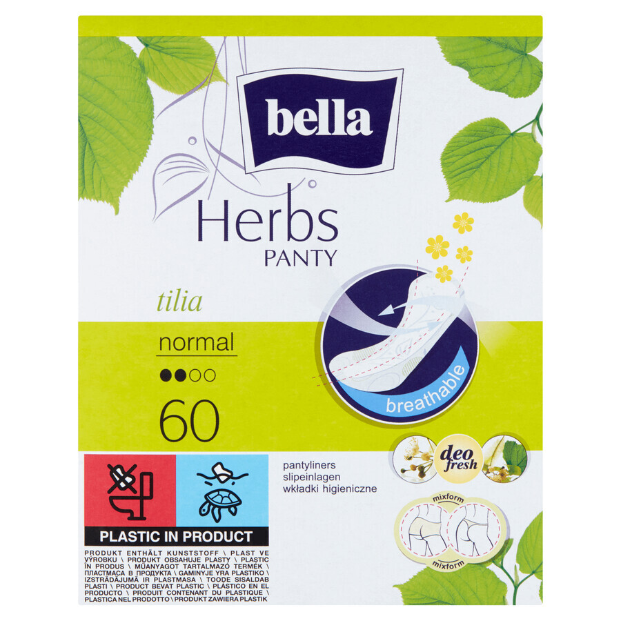 Bella Panty Herbs, protège-slips fleur de tilleul, Normal, 60 pièces