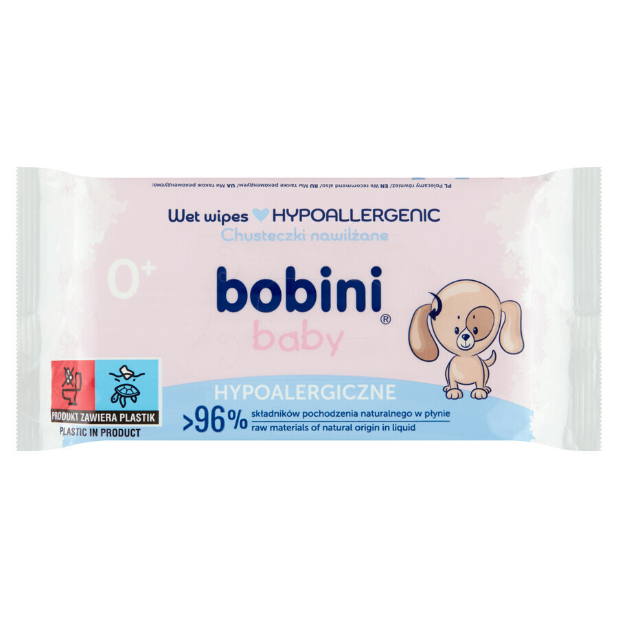 Bobini Baby, lingettes humides pour bébés à partir de 1 jour et enfants, hypoallergéniques, 60 pièces