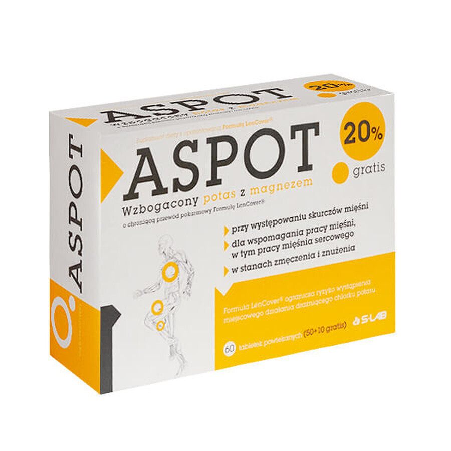 Aspot, potassium avec magnésium, 60 comprimés