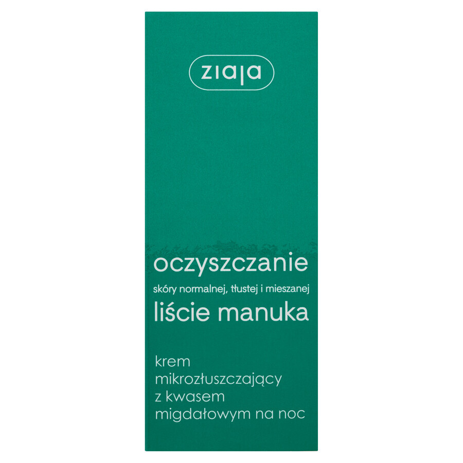 Ziaja Manuka Leaves, crème micro-exfoliante à l&#39;acide d&#39;amande, nuit, 50 ml