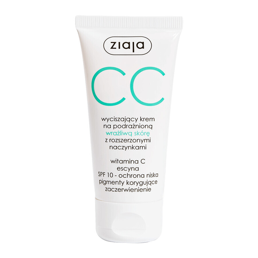 Ziaja CC, crème apaisante pour peaux irritées et sensibles aux capillaires dilatés, 50 ml