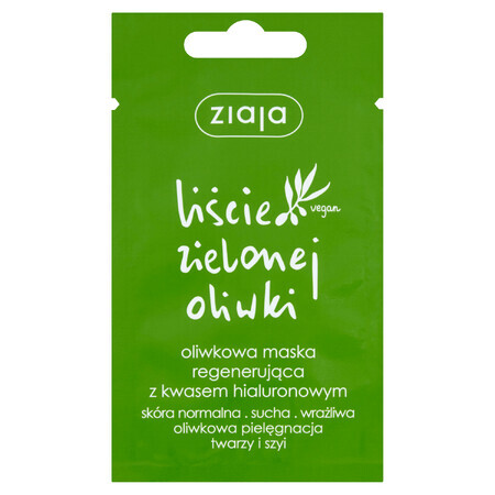 Maschera per il viso Ziaja all Oliva con Acido Ialuronico - rigenerante, 7ml.