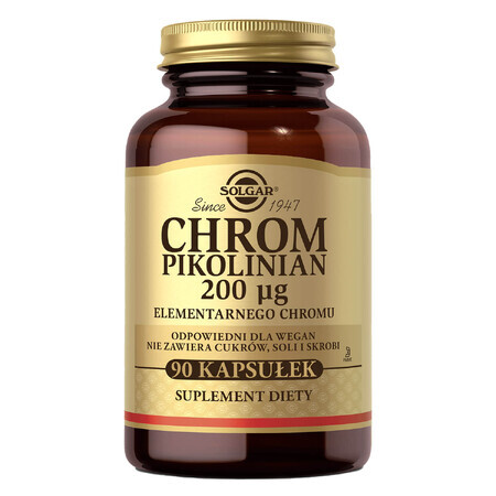 Solgar Picolinate de Chrome 200 μg, 90 gélules