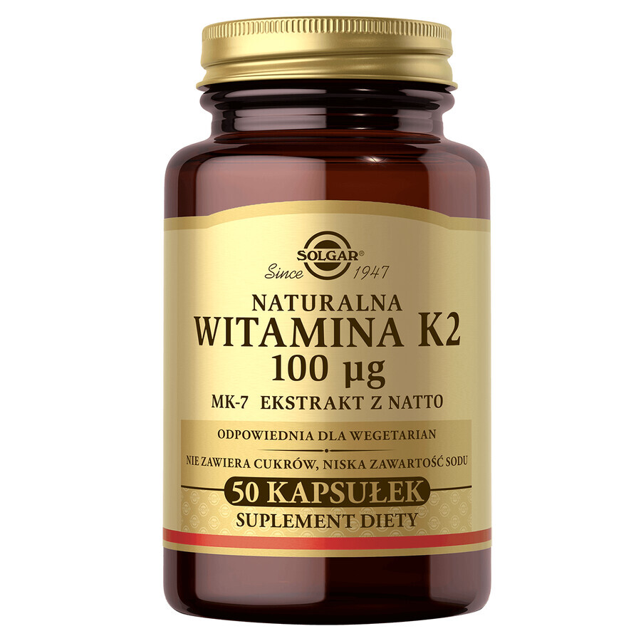 Solgar Vitamine K2 naturelle 100 µg, 50 gélules