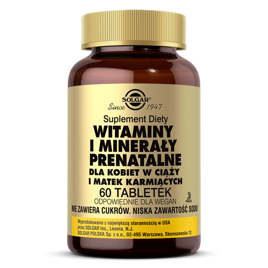 Solgar Prenatale vitaminen en mineralen, 60 tabletten