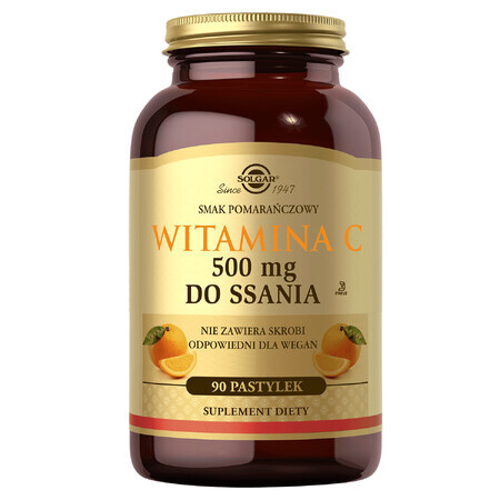 Solgar Vitamine C 500 mg, arôme orange, 90 pastilles