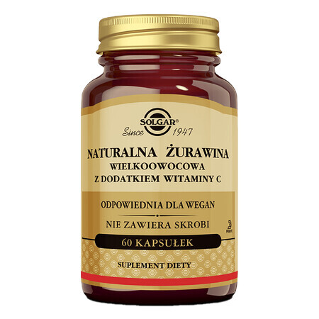 Solgar Natural Large Cranberries con aggiunta di vitamina C, 60 capsule