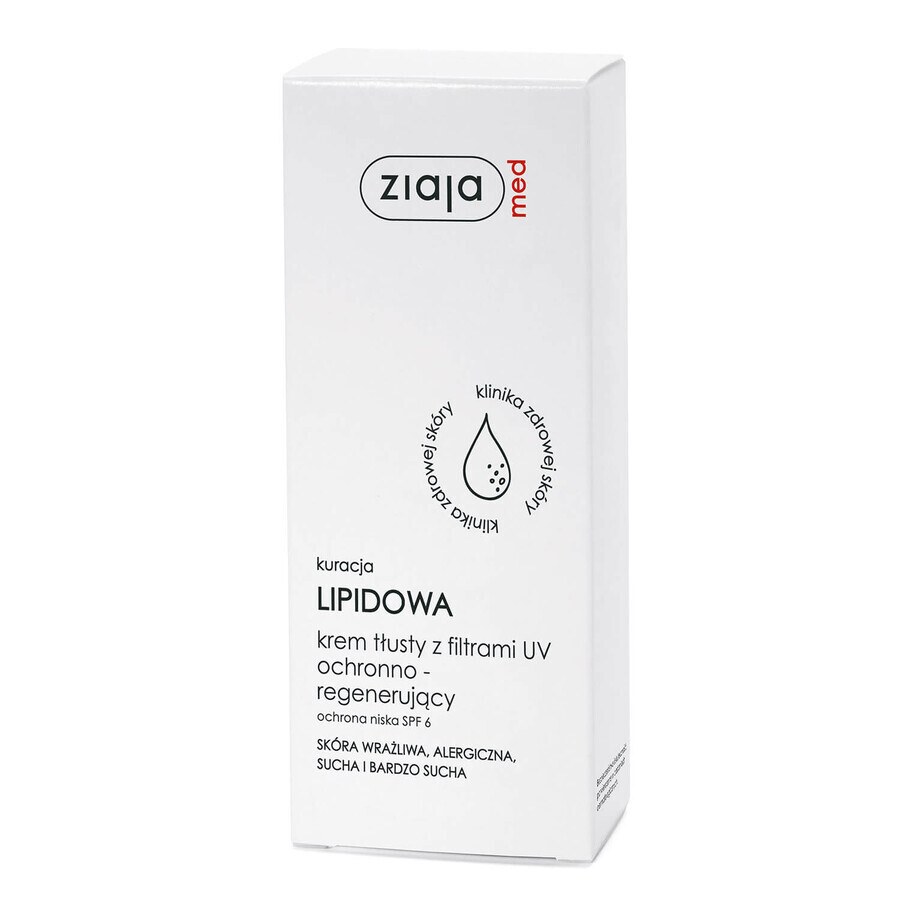 Ziaja Med Traitement lipidique, crème grasse protectrice et régénérante avec filtres UV, 50 ml