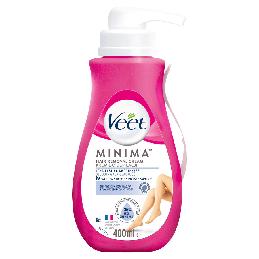 Veet, crème dépilatoire corps, peau sensible, aloès, 400 ml