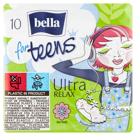 Bella for Teens, serviettes hygiéniques avec ailes, Ultra Relax, 10 pièces