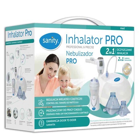 Sanity Pro 2in1, Kolbeninhalator mit Nosalek Jet Irrigator, Reinigung und Inhalation