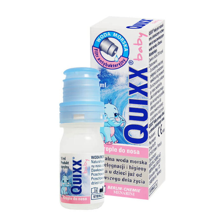 Quixx Bébé, eau de mer, gouttes nasales pour enfants dès la naissance, 10 ml