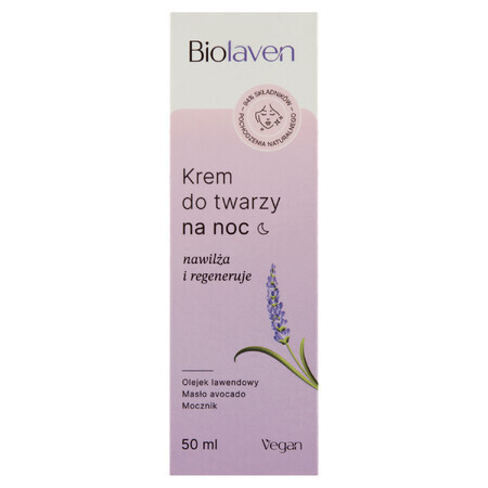 Biolaven, crème visage, hydrate et régénère, nuit, 50 ml