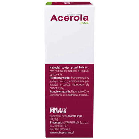 Acerola Plus Vitamine C, arôme fruit, 60 pastilles