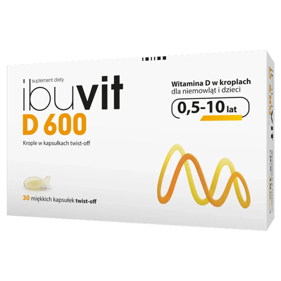 Ibuvit D 600, vitamin D for infants and children, 30 twist capsules