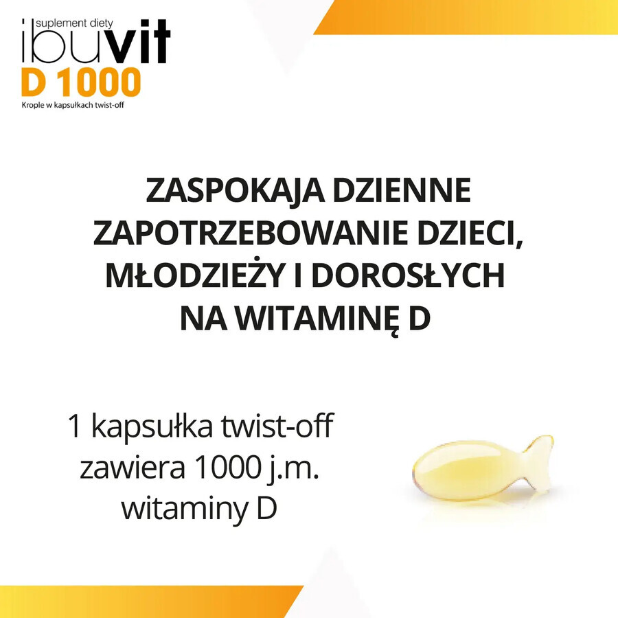 Ibuvit D 1000, vitamin D for children over 1 year, adolescents and adults, 30 twist-off capsules