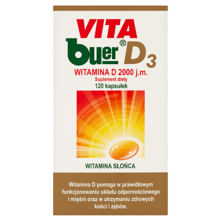 Vita Buer D3, vitamine D 2000 UI, 120 gélules