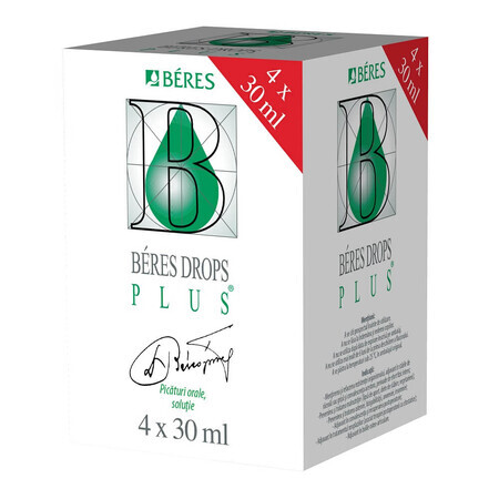Beres Drops Plus - Gouttes, 4 flacons x 30 ml, Beres Pharmaceuticals Co