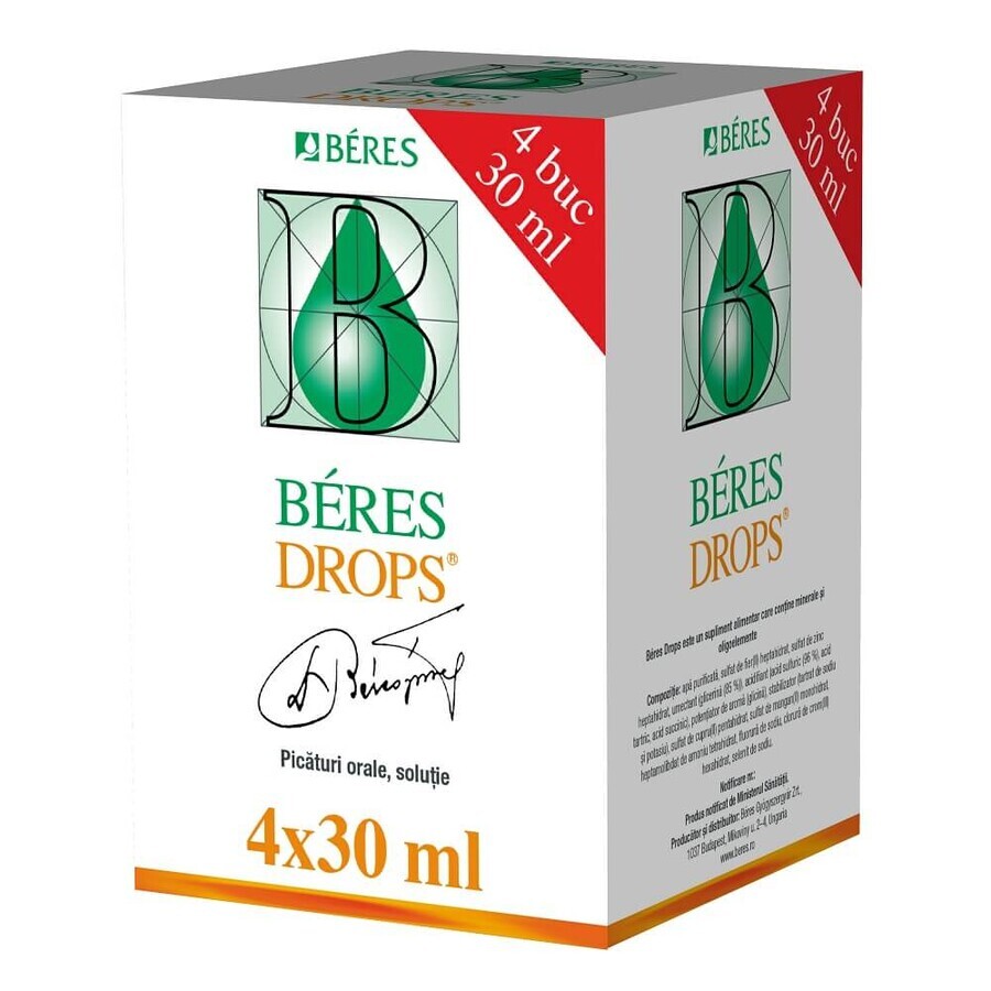 Beres Drops, 4 flacons, 30 ml, Beres Pharmaceuticals Co.