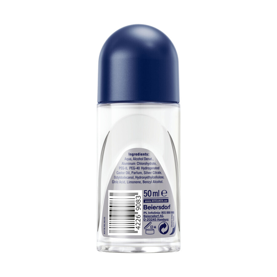 Nivea Men Silver Protect, anti-transpirant roll-on pour homme, 48h, 50 ml