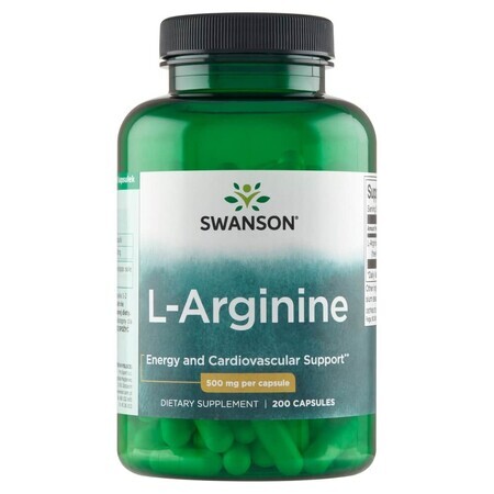 Swanson L-Arginine, L-arginine 500 mg, 200 gélules