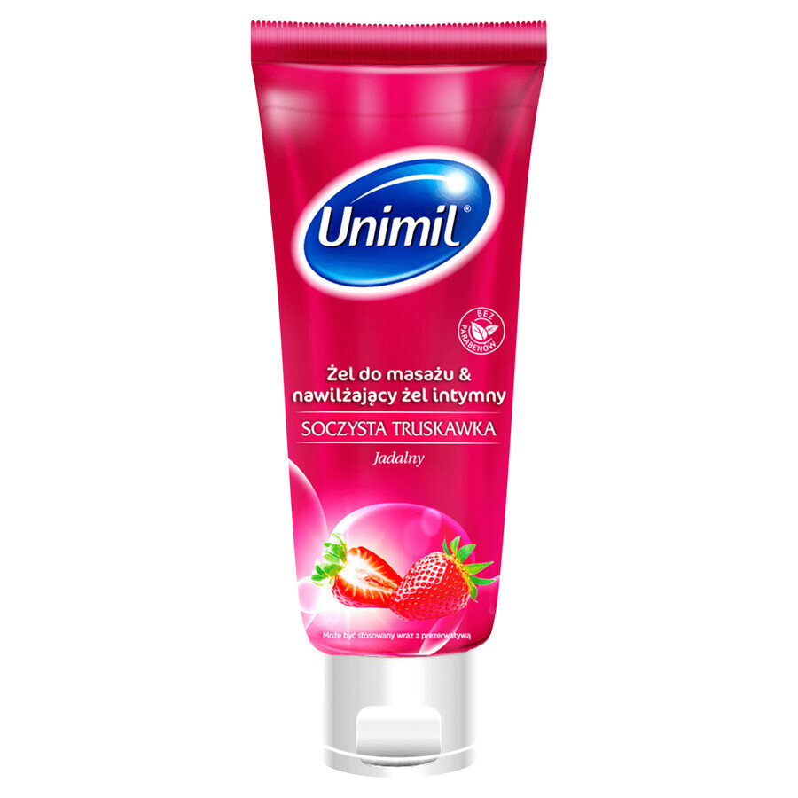 Unimil Juicy Strawberry, gel de massage intime hydratant, comestible, 200 ml