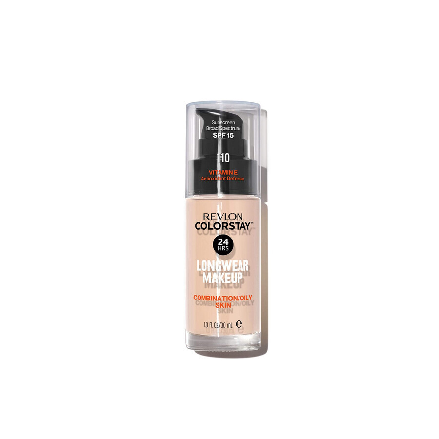 Revlon ColorStay, fond de teint pour peaux mixtes et grasses, n° 110, Ivoire, avec pompe, 30 ml