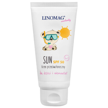 Linomag Emolients Sun, Protecție solară pentru bebeluși și copii de la 6 luni, SPF 50, 50 ml