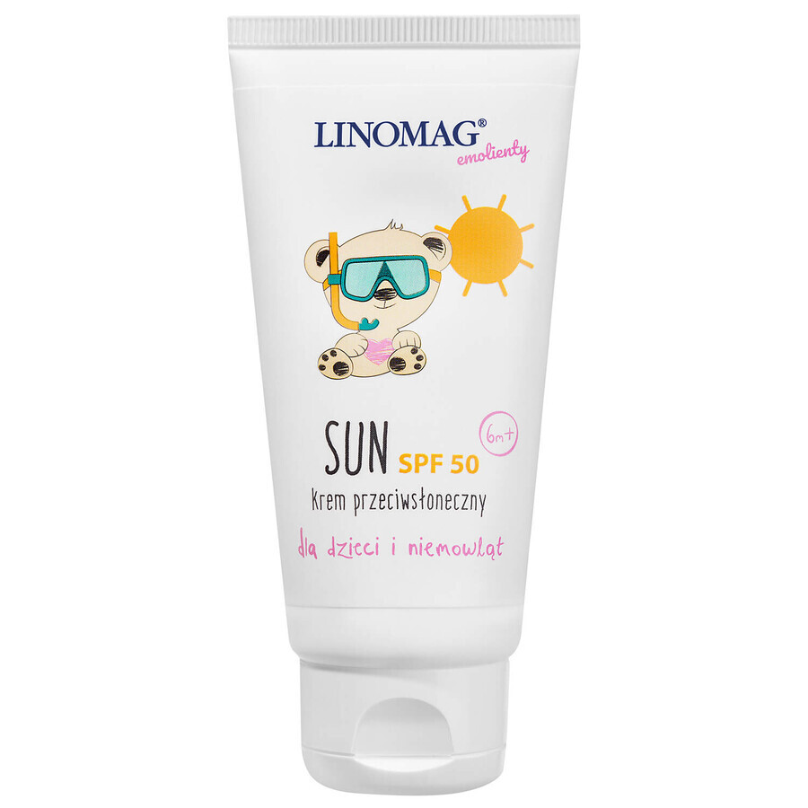 Linomag Emolients Sun, Protecție solară pentru bebeluși și copii de la 6 luni, SPF 50, 50 ml