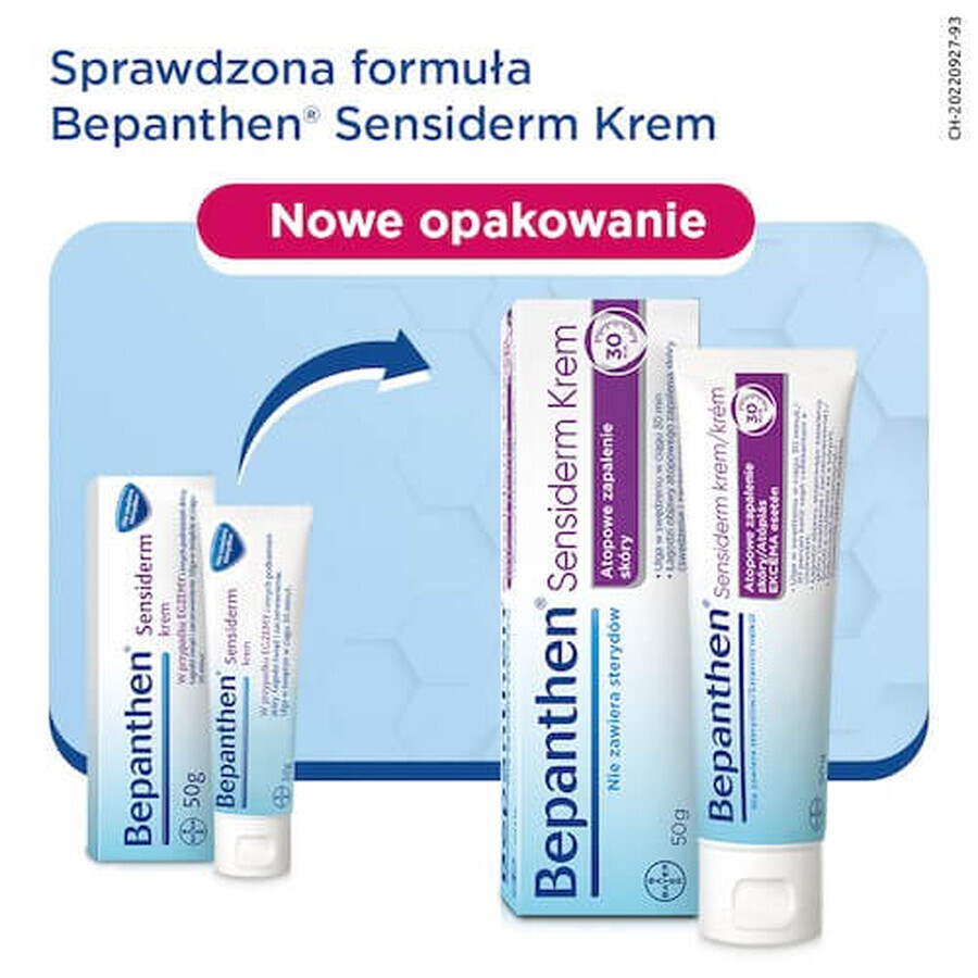 Bepanthen Sensiderm Crème, soin dermatite atopique et eczéma, dès 1 mois, 50 g