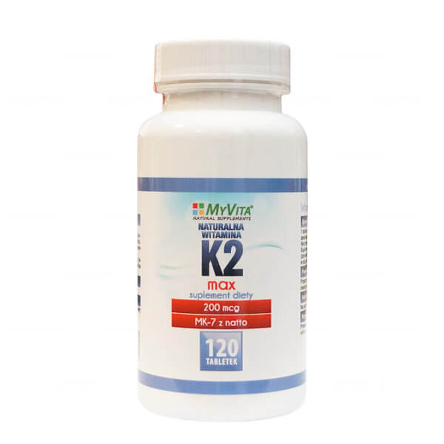 MyVita, Integratore di Vitamina K2 Mk-7 Max, 120 compresse