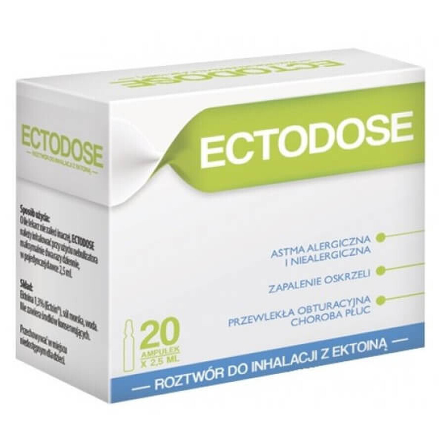 Ectodose, solution d'inhalation d'ectoïne, 2,5 ml x 20 ampoules