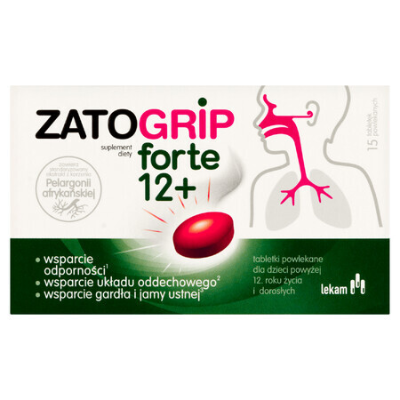 Zatogrip Forte 12+, pentru copii și adulți, 15 comprimate filmate