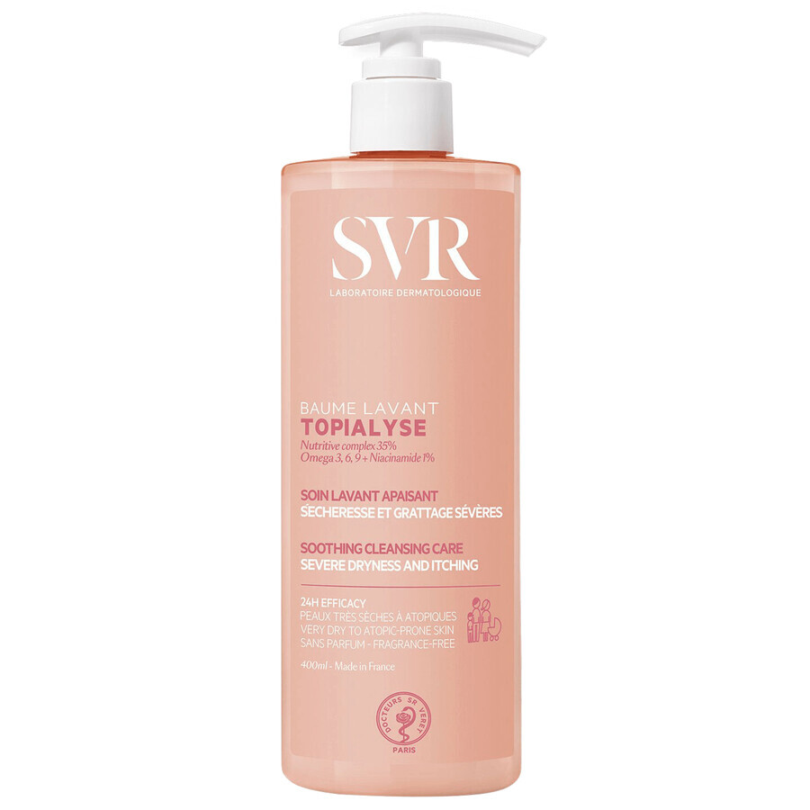 SVR Topialyse Baume Lavant, lotion nettoyante nourrissante pour peaux très sèches et atopiques, 400 ml