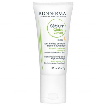 Bioderma Sebium Global Cover, crème colorée anti-acné avec correcteur de taches, 30 ml