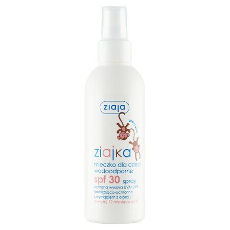 Ziajka, lapte pentru copii, rezistent la apă, spray, SPF 30, 170 ml