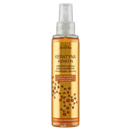 Joanna Keratin, spray conditionneur réparateur pour les cheveux rêches, ternes, cassants et abîmés, 150 ml