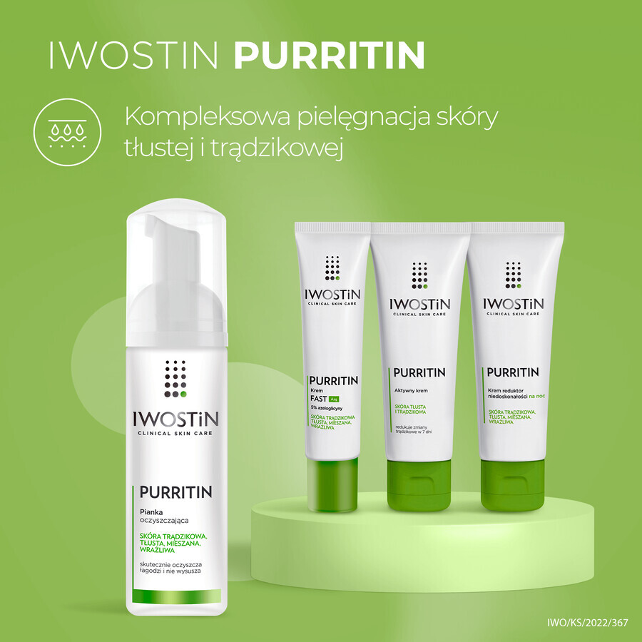 Iwostin Purritin Akne Reinigungschaum 165ml | Sanfte Gesichtsreinigung bei Akne | Reinigt und beruhigt Hautunreinheiten