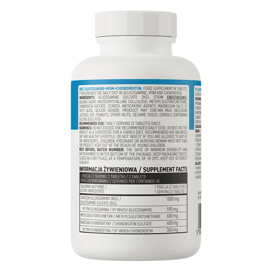 OstroVit Glucosamine + MSM + Chondroïtine, 90 comprimés