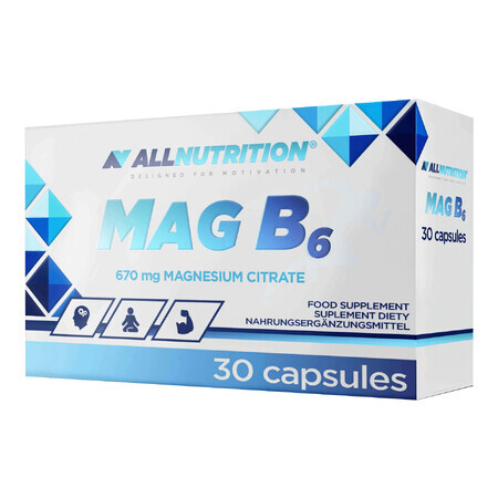 Allnutrition Mag B6, citrate de magnésium + vitamine B6, 30 gélules