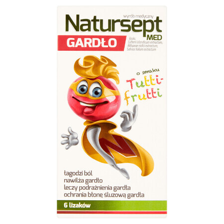 Natursept Med Gardo, lecca lecca al gusto Tutti-frutti, 6 pezzi - Lunga durata!