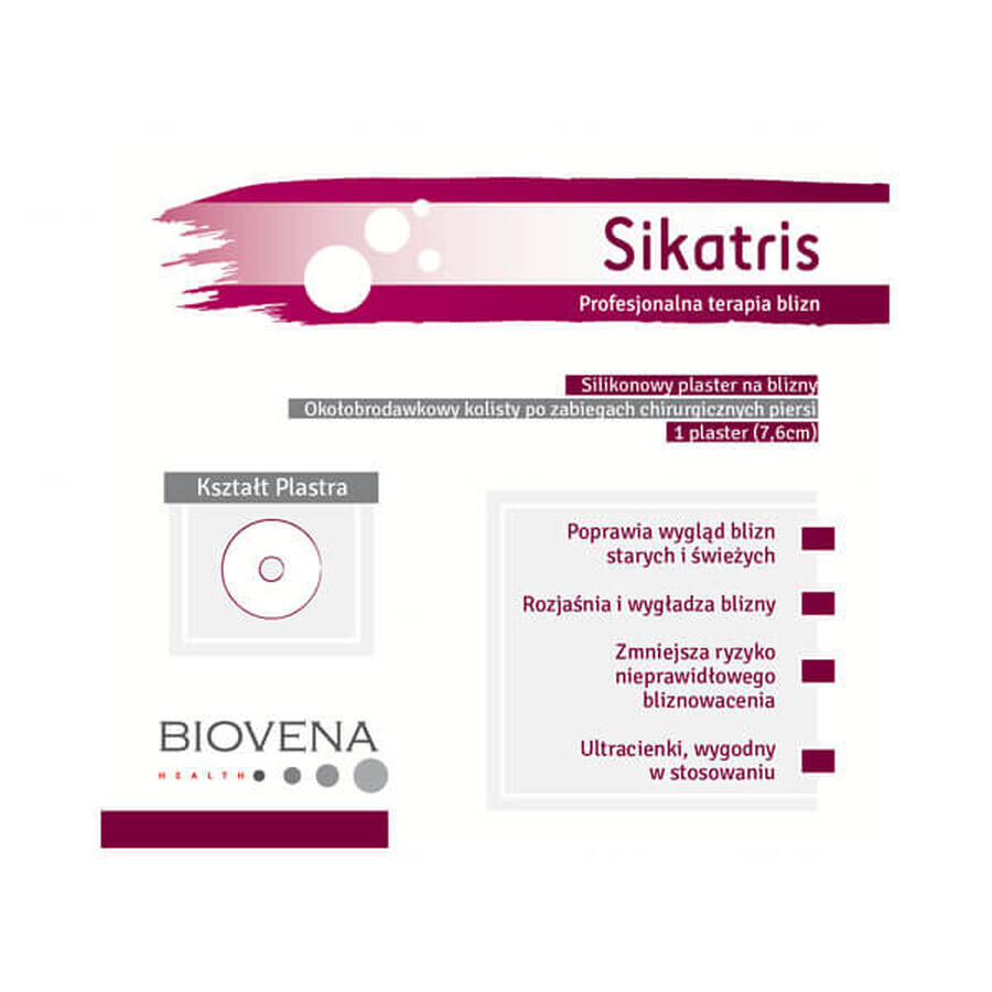 Sikatris, patch cicatriciel, silicone périanal, circulaire, 7,6 cm, 1 pièce