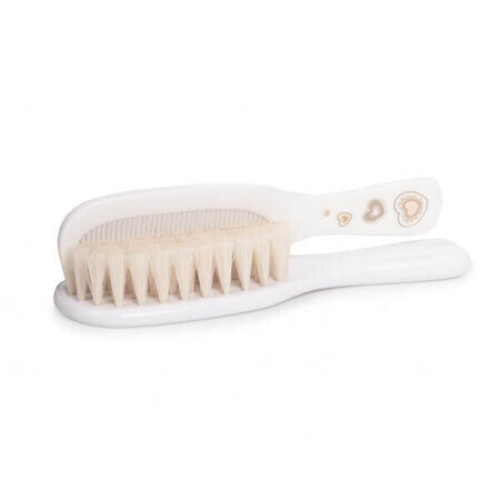 Canpol Babies Newborn Baby set, brosse à cheveux en poils naturels avec peigne, blanc, 1 pièce